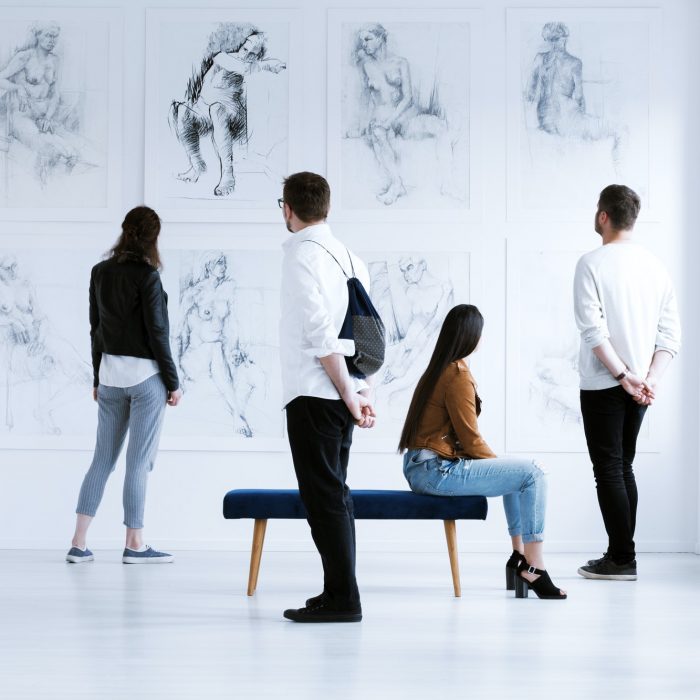 Visitors in art gallery